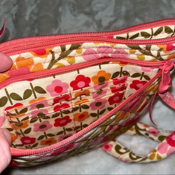 Vera Bradley Crossbody Hipster Saddle Bag Purse, coral red orange flowers - Picture 6 of 6